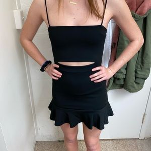 Reilly cutout ruffle dress black